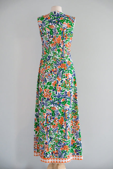 Vintage 1970's Impressionist Floral Maxi Dress by Shifts International of Miami / SM