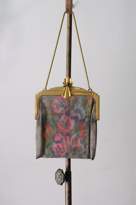 Antique 1920's Art Deco Chainmail Evening Bag by Whiting Davis