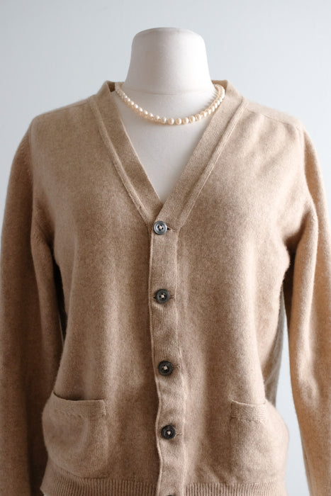 Luxurious 1970’s Beige Cashmere Cardigan Sweater/ Sz M