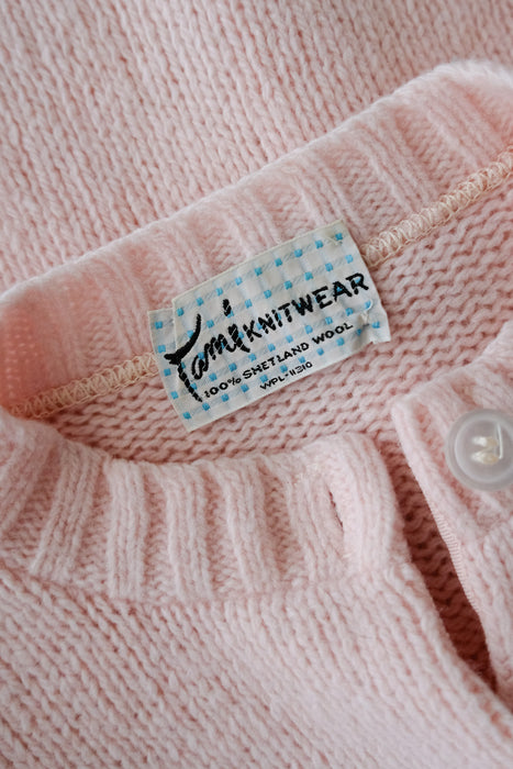 Darling 1960's Baby Pink Cardigan Sweater/ Sz M