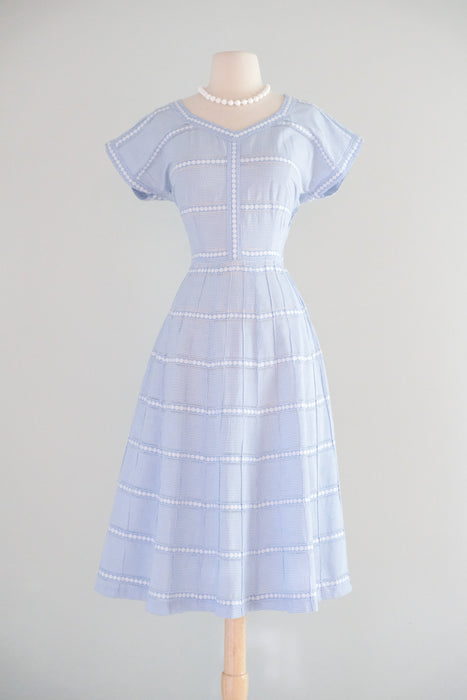Vintage 1950's Baby Blue Gingham Summer Dress by Anneta / M
