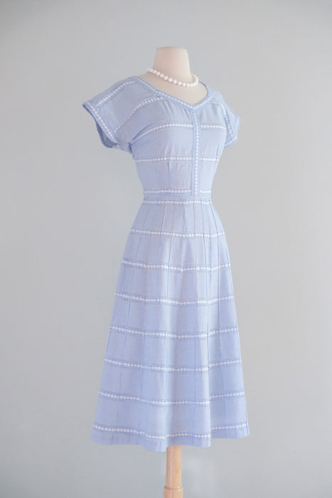 Vintage 1950's Baby Blue Gingham Summer Dress by Anneta / M