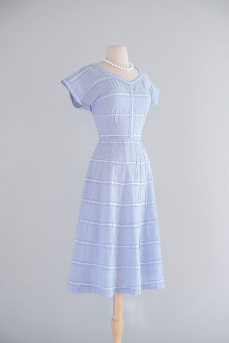 Vintage 1950's Baby Blue Gingham Summer Dress by Anneta / M