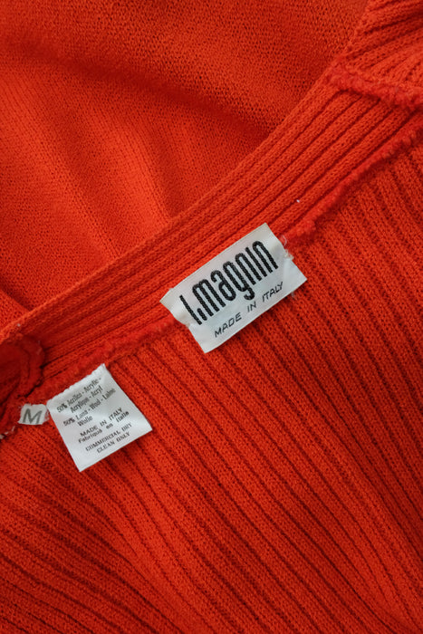 Bold 1960's Bright Orange I.Magnin Made in Italy Knit Cardigan / Sz M
