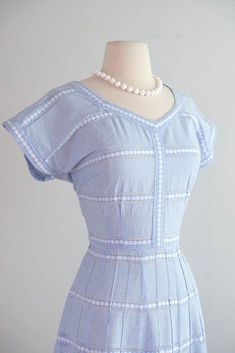 Vintage 1950's Baby Blue Gingham Summer Dress by Anneta / M