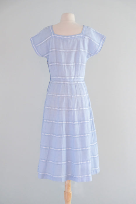 Vintage 1950's Baby Blue Gingham Summer Dress by Anneta / M