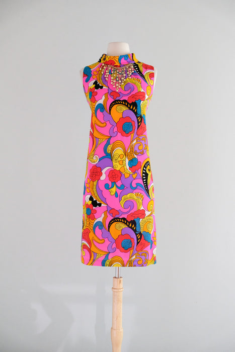 Vintage 1960's Psychedelic Mod Shift Dress by Amy-Joy / SM