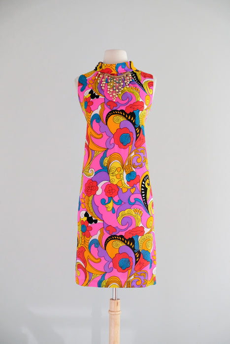 Vintage 1960's Psychedelic Mod Shift Dress by Amy-Joy / SM
