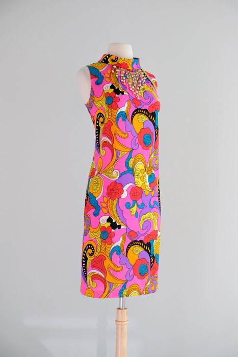 Vintage 1960's Psychedelic Mod Shift Dress by Amy-Joy / SM