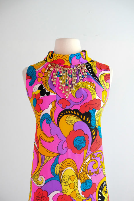 Vintage 1960's Psychedelic Mod Shift Dress by Amy-Joy / SM