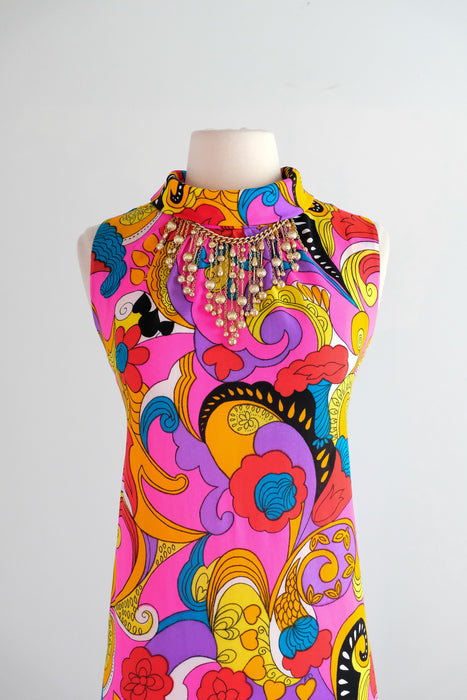 Vintage 1960's Psychedelic Mod Shift Dress by Amy-Joy / SM