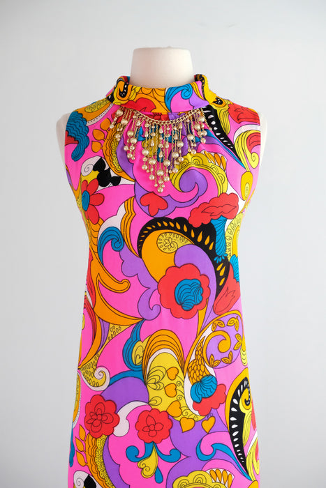 Vintage 1960's Psychedelic Mod Shift Dress by Amy-Joy / SM