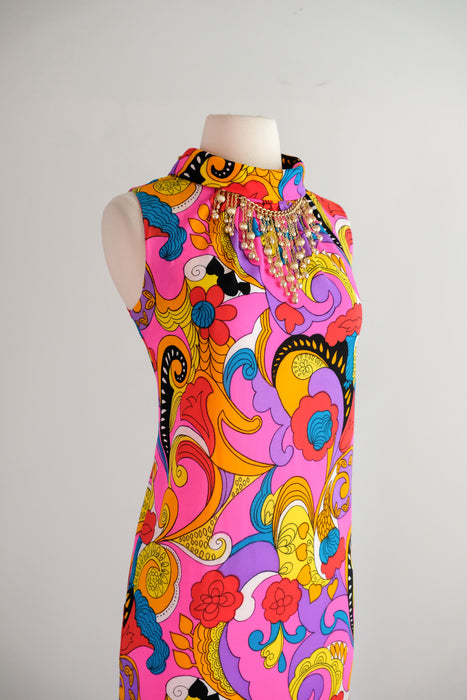 Vintage 1960's Psychedelic Mod Shift Dress by Amy-Joy / SM