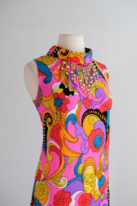 Vintage 1960's Psychedelic Mod Shift Dress by Amy-Joy / SM
