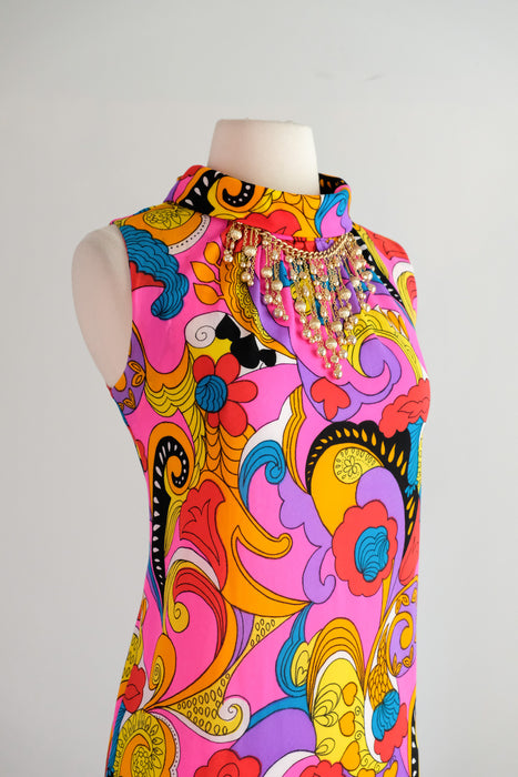 Vintage 1960's Psychedelic Mod Shift Dress by Amy-Joy / SM