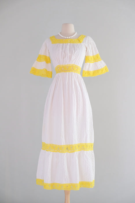 Vintage 1950's Sunny Yellow & Ivory Pintuck Mexican Wedding Dress / S – Xtabay Vintage Vintage 1950's Sunny Yellow & Ivory Pintuck Mexican Wedding Dress / S – Xtabay Vintage