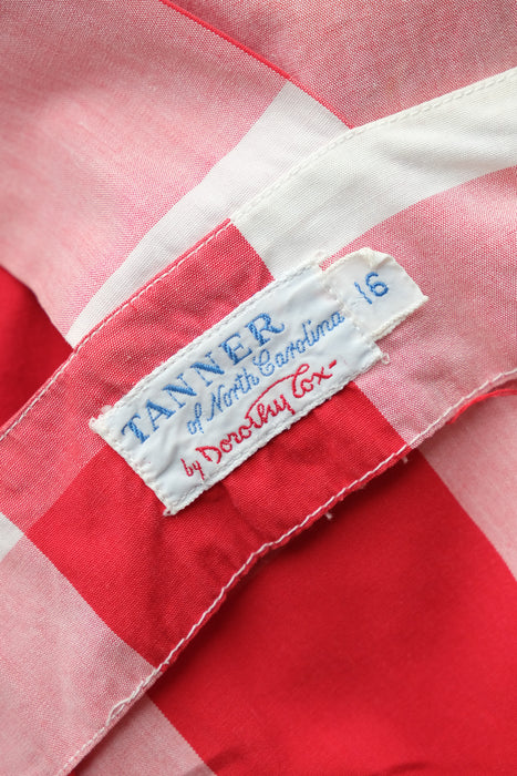 Vintage 1960’s Red and Ivory Gingham Cotton Dress by Dorthy Cox / M