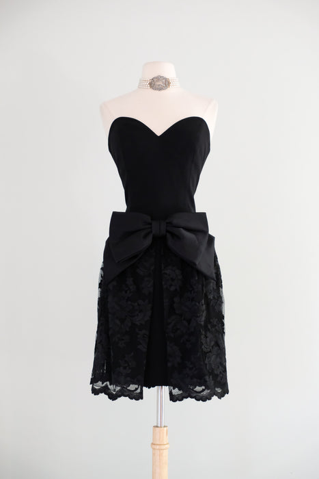 Vintage 1980's Strapless Lace Cocktail Dress by AJ Bari / SM