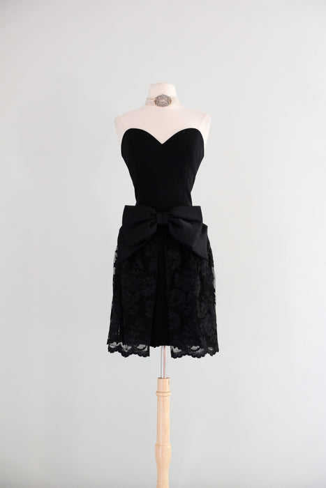 Vintage 1980's Strapless Lace Cocktail Dress by AJ Bari / SM
