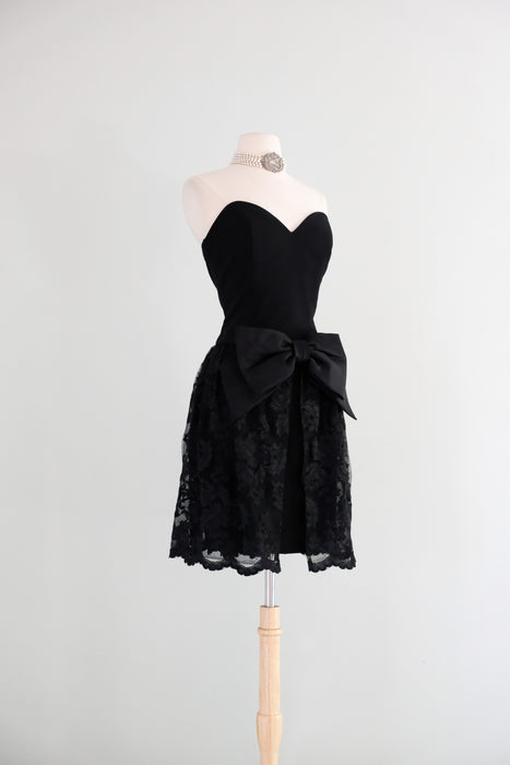 Vintage 1980's Strapless Lace Cocktail Dress by AJ Bari / SM