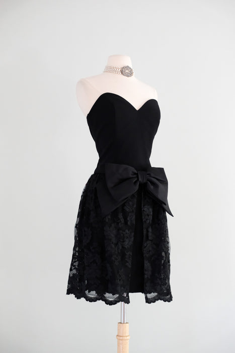 Vintage 1980's Strapless Lace Cocktail Dress by AJ Bari / SM