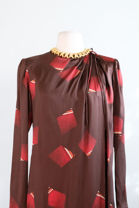 Incredible 1980's Modernist Draped Shift Dress by Anne Crimmins for Umi / Sz M