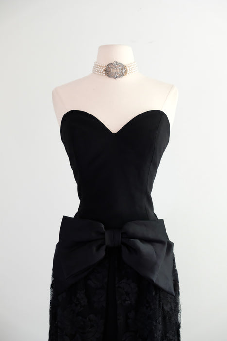 Vintage 1980's Strapless Lace Cocktail Dress by AJ Bari / SM