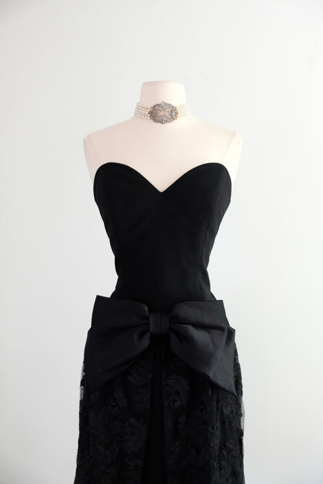 Vintage 1980's Strapless Lace Cocktail Dress by AJ Bari / SM