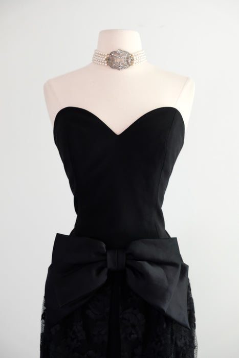 Vintage 1980's Strapless Lace Cocktail Dress by AJ Bari / SM