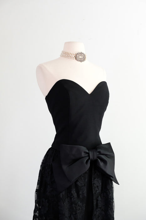 Vintage 1980's Strapless Lace Cocktail Dress by AJ Bari / SM