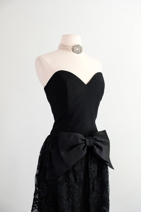 Vintage 1980's Strapless Lace Cocktail Dress by AJ Bari / SM