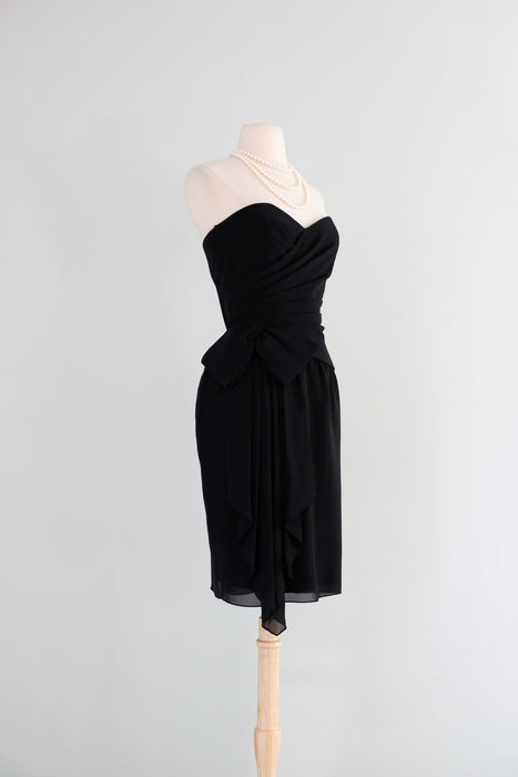 Vintage 1980's Strapless Black Cocktail Dress by AJ Bari / SM