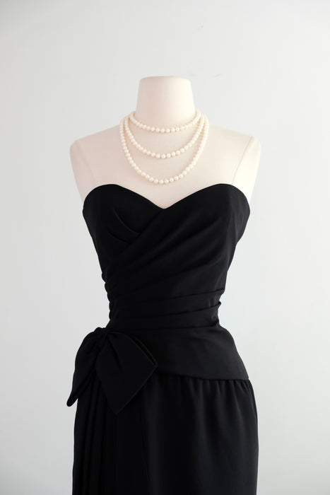 Vintage 1980's Strapless Black Cocktail Dress by AJ Bari / SM