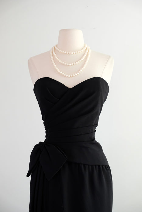 Vintage 1980's Strapless Black Cocktail Dress by AJ Bari / SM
