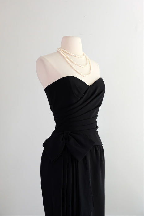 Vintage 1980's Strapless Black Cocktail Dress by AJ Bari / SM