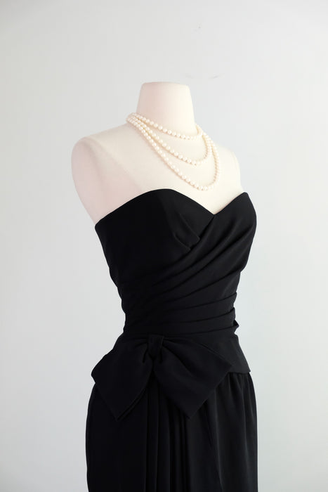 Vintage 1980's Strapless Black Cocktail Dress by AJ Bari / SM
