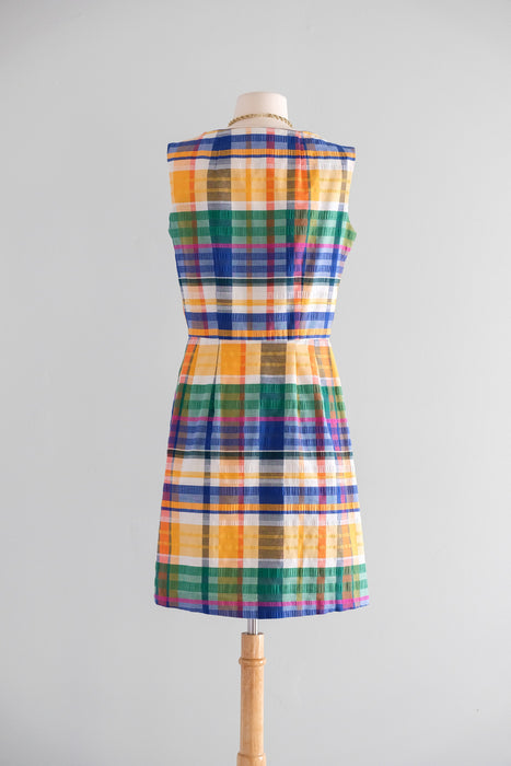 Vintage 1960's Rainbow 🌈  Plaid Seersucker Summer Dress by R&K Originals / SM