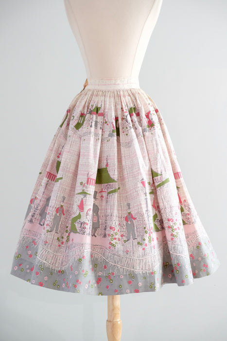 Vintage 1950's "New City Express" Novelty Print Skirt / XXS