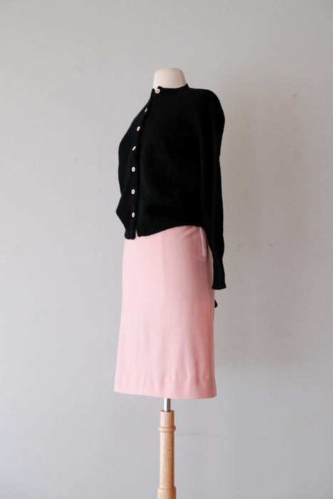 Sweet 1960's Baby Pink Wool Pencil Skirt / Sz M
