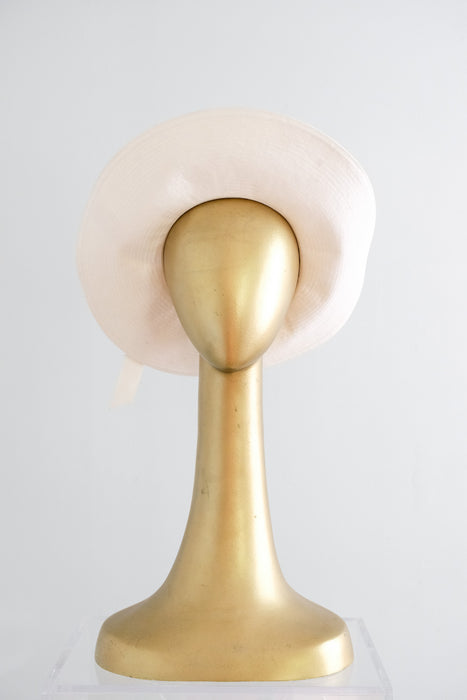 Vintage 1970's Ivory Wide Brim Cloth Linen Hat / OS