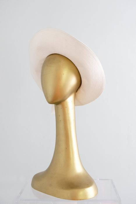 Vintage 1970's Ivory Wide Brim Cloth Linen Hat / OS