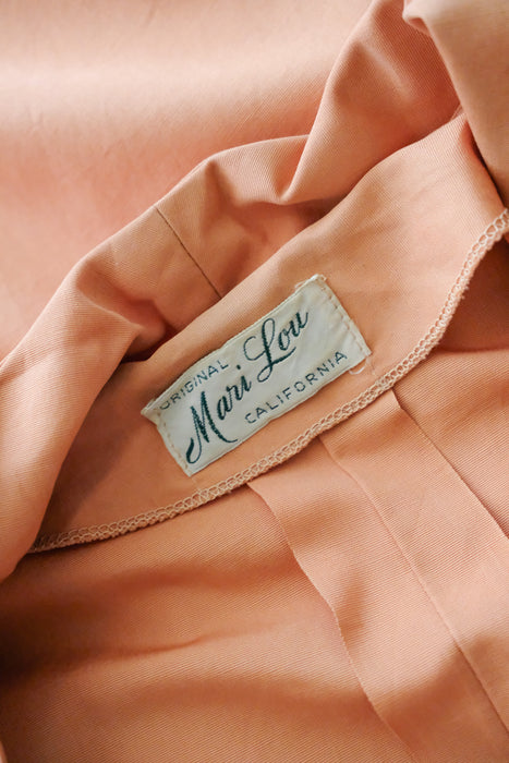 Most Perfect 1950's Mari Lou Cantaloupe Shirt Dress / Sz M