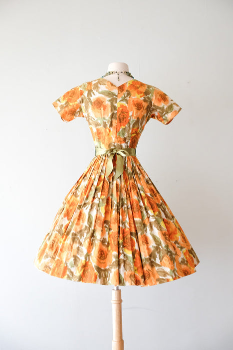 Darling 1950's Orange Rose Nelly Don Shirt Dress / Sz XS – Xtabay Vintage Darling 1950's Orange Rose Nelly Don Shirt Dress / Sz XS – Xtabay Vintage