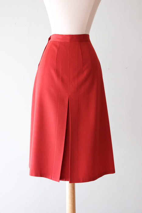 Lovely 1940's Gabardine Cayenne Pencil Skirt / Sz XS