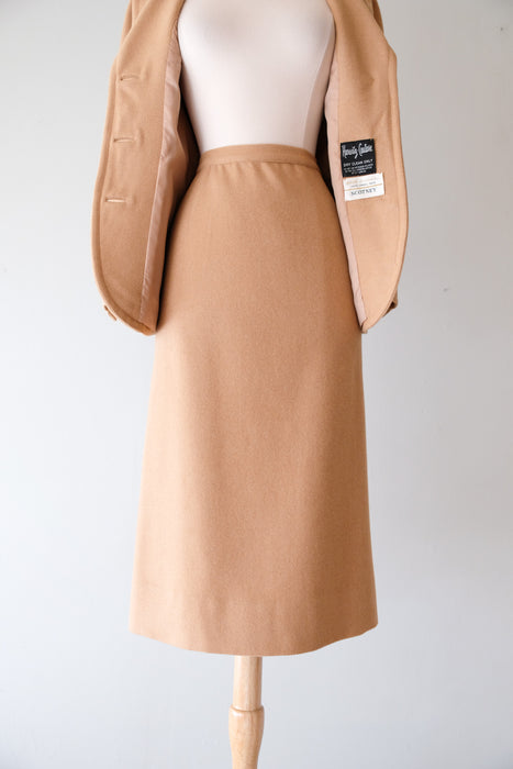 Gorgeous 1970’s Camel Hair Skirt Suit Set / Sz S