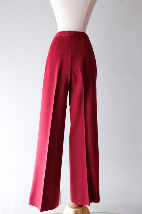 Perfect 1970's Burgundy Wool Slacks by Dereta / Sz M
