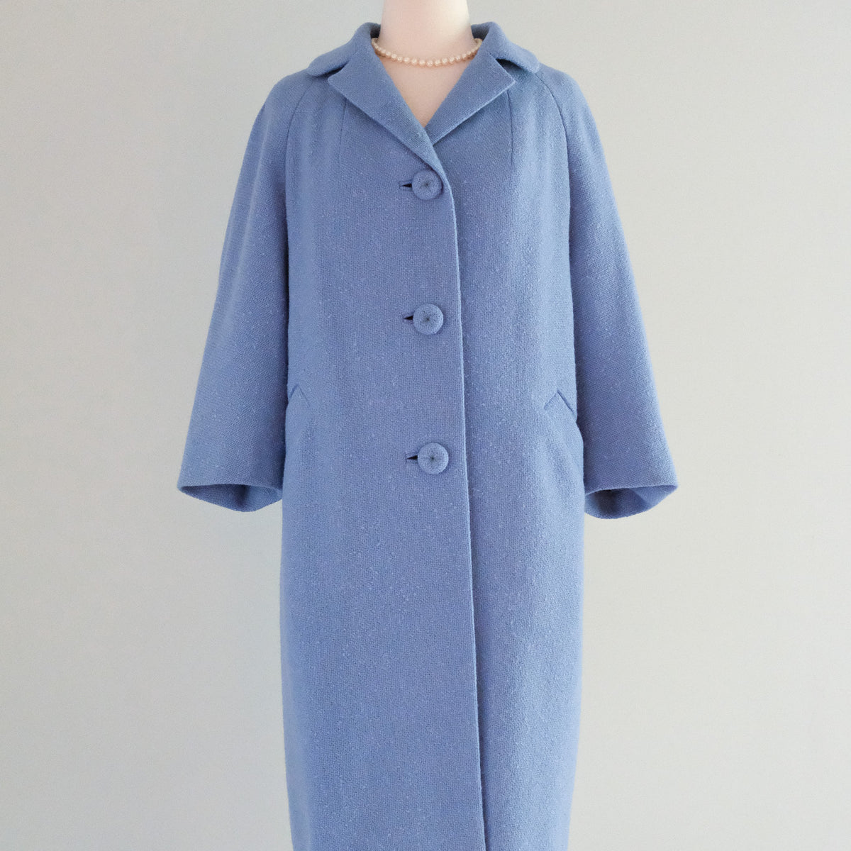 Vintage 1960's Cornflower Blue Wool Coat From The Frances Shop / M