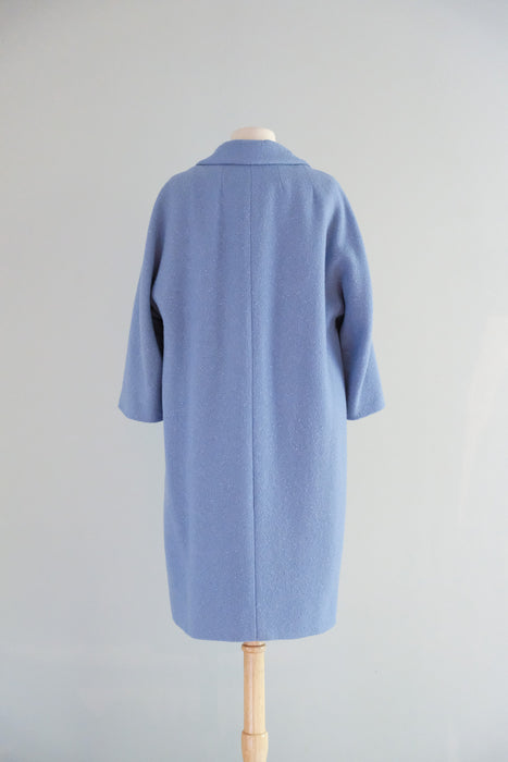 Vintage 1960's Cornflower Blue Wool Coat From The Frances Shop / M