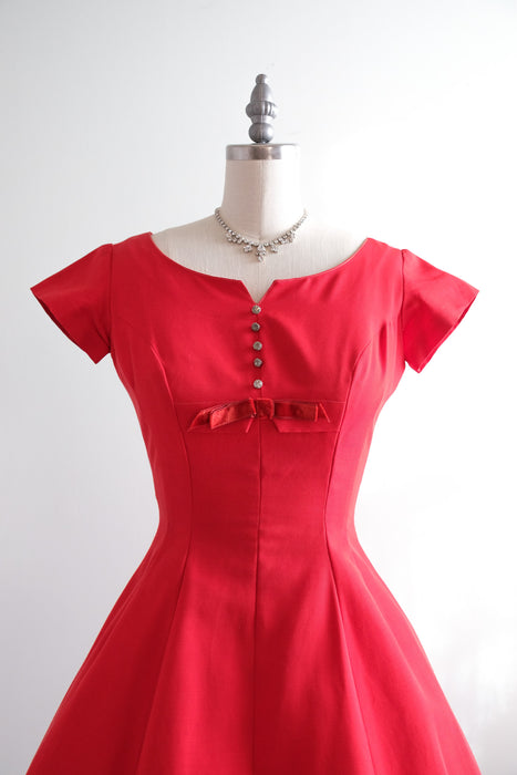 Darling 1950's Festive Red Party Dress by Youth Guild / Sz XXS