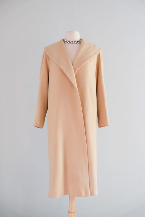 Vintage 1950's Cashmere Cocoon Coat in Camel / SM